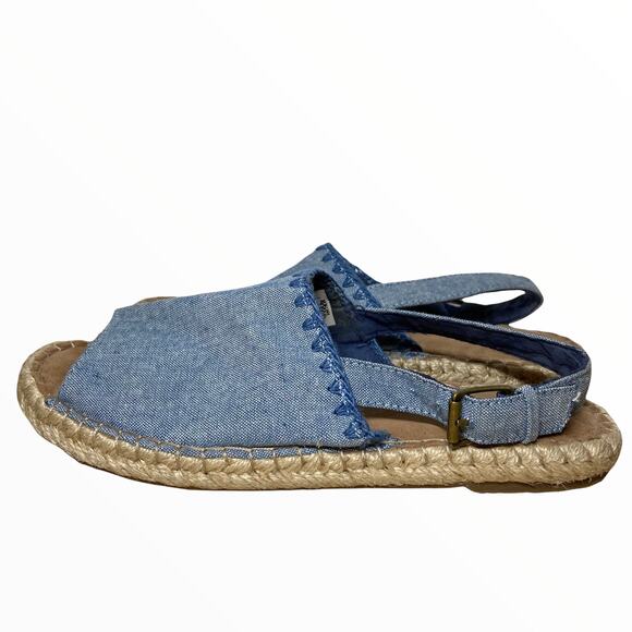 Toms Clara Espadrille Chambray Sandals Blue 7 - Picture 2 of 6